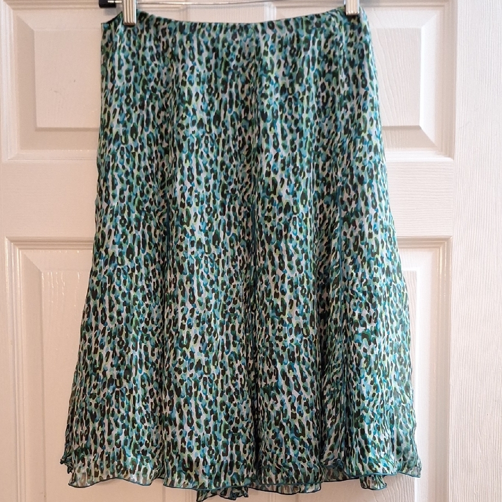 Dana Buchman Teal and Black Animal Print Circle Skirt